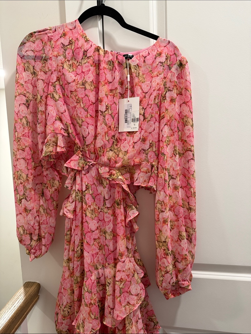 Anthropologie Endless Rose Floral Ruffle Dress - with sode cut outs Pink